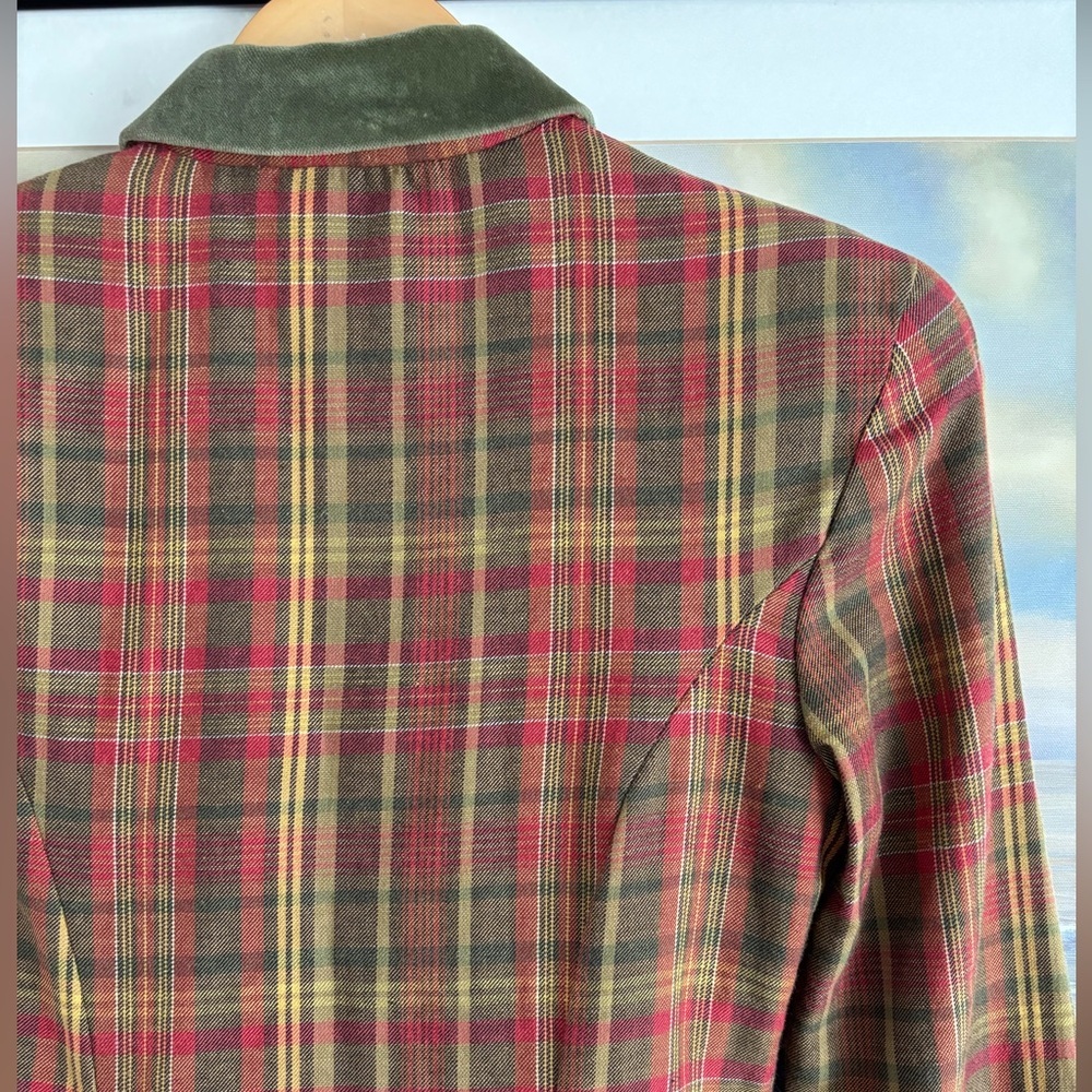 Vintage 1970s/80s Laura Ashley Wool Blend Red Green Plaid Tartan Dress - Picture 11 of 12